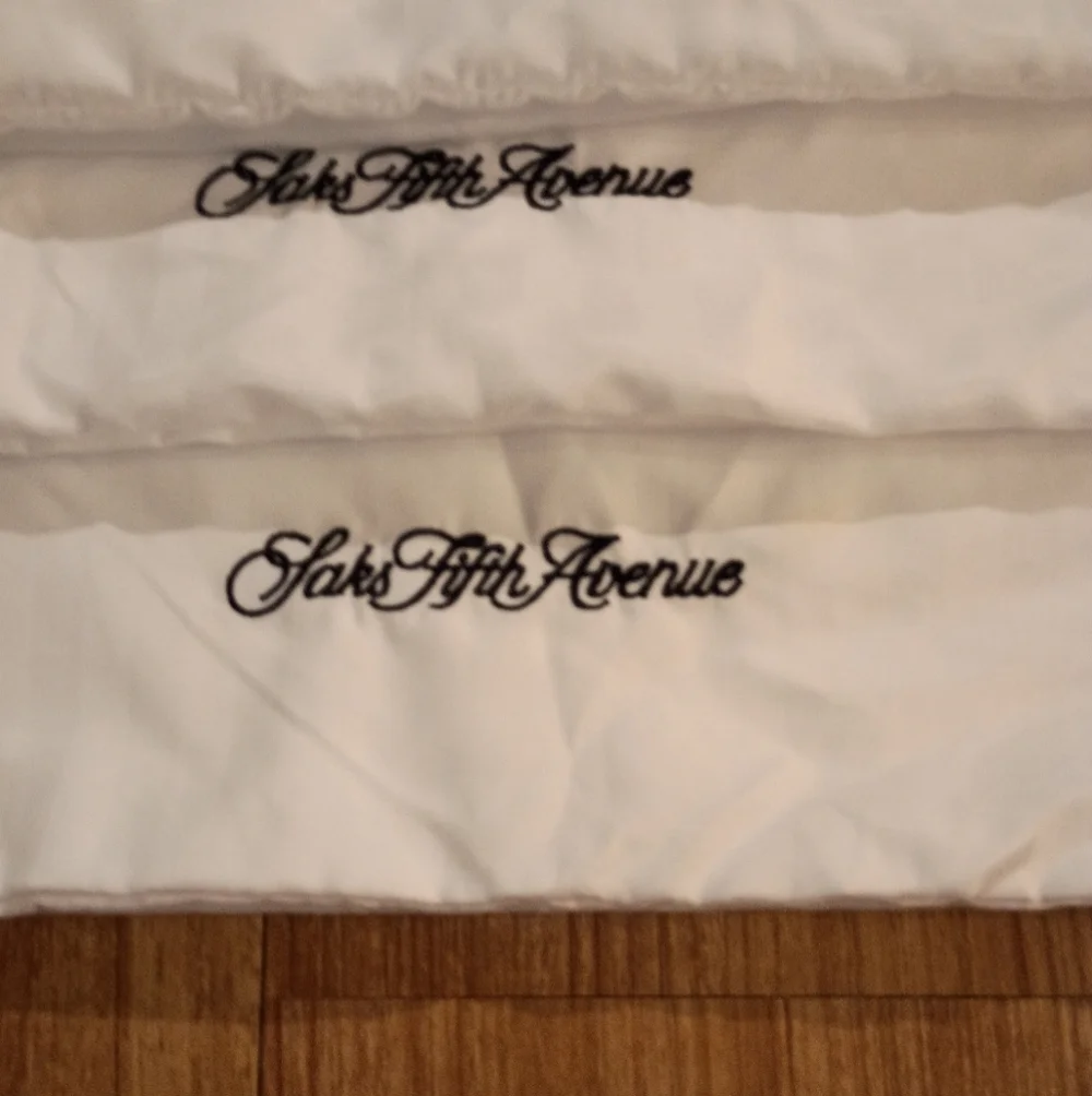 Saks Fifth Avenue Luxury Embroidered  White Stripe Pillowcases  Set of Six